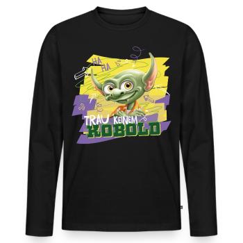 KoboldKroniken Rumpel Don't Trust A Leprechaun - Men's Premium Organic Long Sleeve Shirt - black - Front - Nico (187cm)