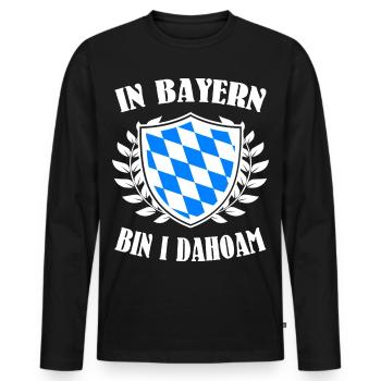 In Bayern bin i dahoam - Männer Premium Bio Langarmshirt - Schwarz - Vorne - Nico (187cm)