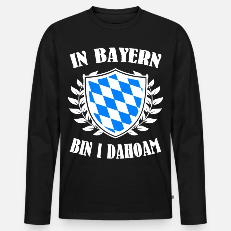 In Bayern bin i dahoam - Männer Premium Bio Langarmshirt - Schwarz