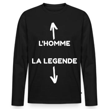 Homme la Légende Illustration Minimaliste - T-shirt manches longues Premium bio Homme - noir - Devant - Nico (187cm)