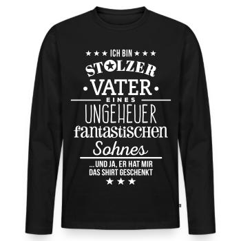 Papa fier cadeau de Noël Papa d’anniversaire - T-shirt manches longues Premium bio Homme - noir - Devant - Nico (187cm)