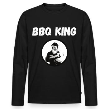 Roi du BBQ - T-shirt manches longues Premium bio Homme - noir - Devant - Nico (187cm)