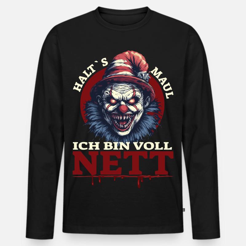 Halts Maul - Ich bin voll Nett - Männer Premium Bio Langarmshirt - Schwarz