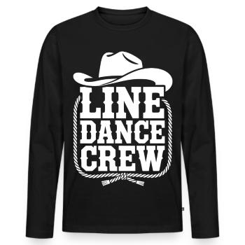 Line Dance Crew Western Logo - Männer Premium Bio Langarmshirt - Schwarz - Vorne - Nico (187cm)