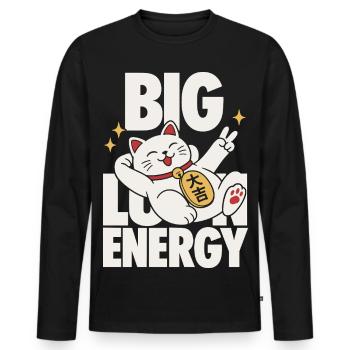 Big Luck Energy Lucky Cat - Men's Premium Organic Long Sleeve Shirt - black - Front - Nico (187cm)