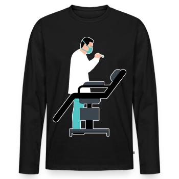 Zahnarzt Behandlung Comic Cartoon - Männer Premium Bio Langarmshirt - Schwarz - Vorne - Nico (187cm)