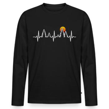 Forêt battement de cœur nature arbres amoureux de la nature - T-shirt manches longues Premium bio Homme - noir - Devant - Nico (187cm)