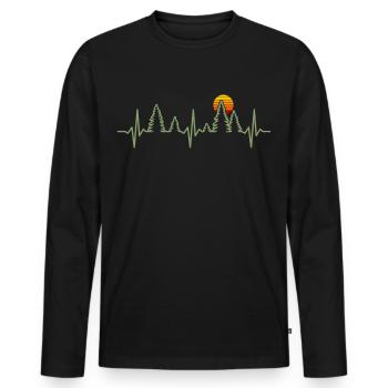 Forêt battement de cœur nature arbres amoureux de la nature - T-shirt manches longues Premium bio Homme - noir - Devant - Nico (187cm)