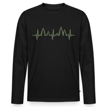 Forêt battement de cœur nature arbres amoureux de la nature - T-shirt manches longues Premium bio Homme - noir - Devant - Nico (187cm)