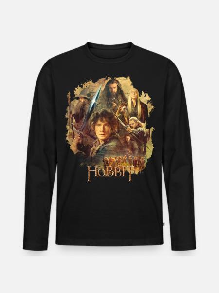 The Hobbit Characters Around Bilbo Baggins - Men's Premium Organic Long Sleeve Shirt - black