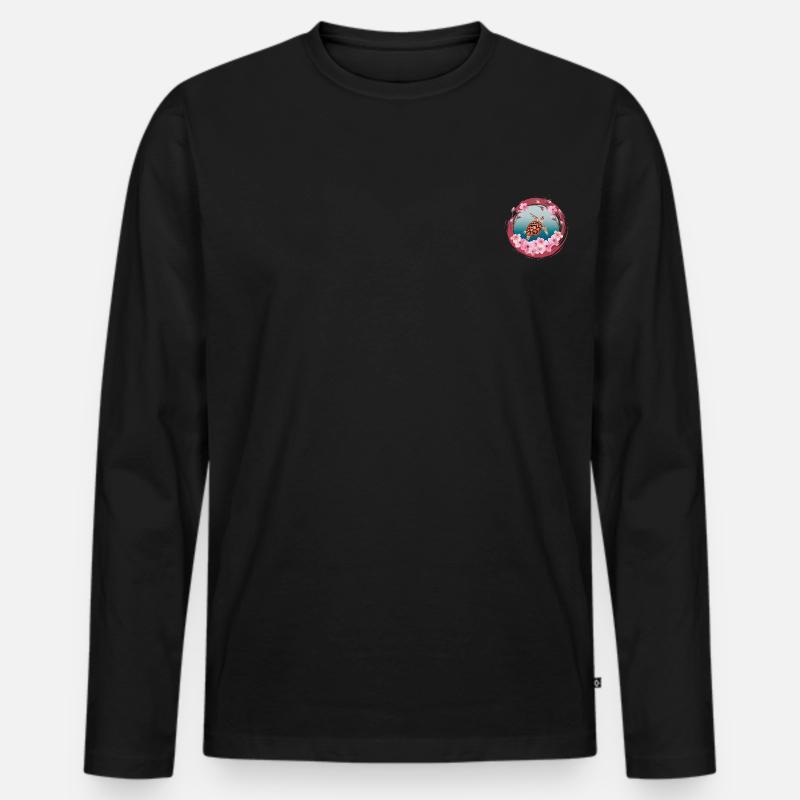 Turtle_Cherry-Blossom - Männer Premium Bio Langarmshirt - Schwarz