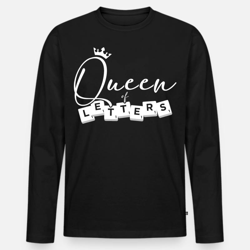 Scrabble Queen Of Letters - Männer Premium Bio Langarmshirt - Schwarz