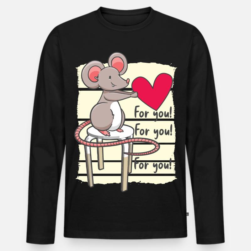 Süße Maus mit Herz - Männer Premium Bio Langarmshirt - Schwarz