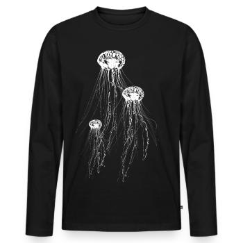 Qualle - Männer Premium Bio Langarmshirt - Schwarz - Vorne - Nico (187cm)