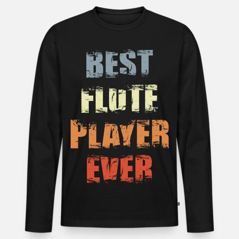 Bester Flötist - Männer Premium Bio Langarmshirt - Schwarz