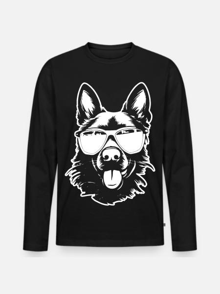 German Shepherd Sunglasses - Men's Premium Organic Long Sleeve Shirt - black