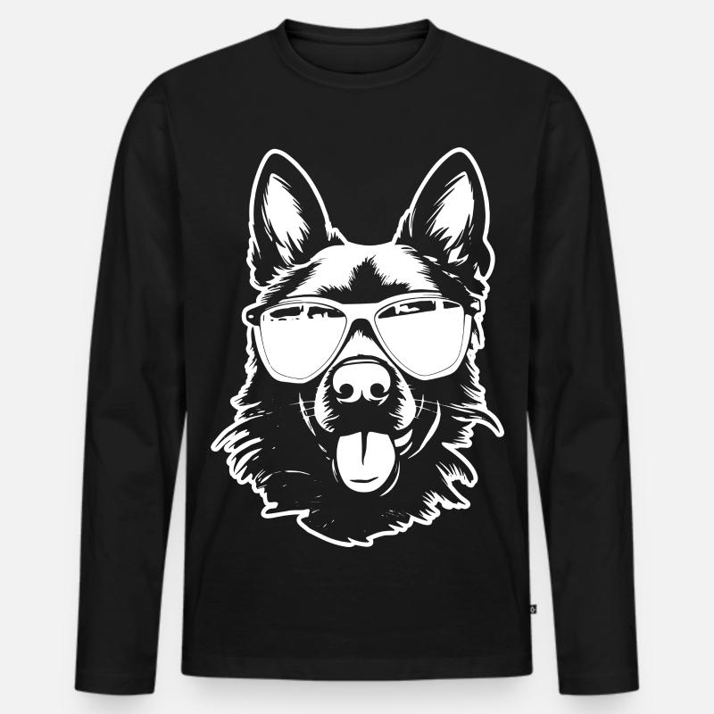 Deutscher Schäferhund Sonnenbrille - Männer Premium Bio Langarmshirt - Schwarz