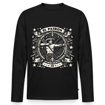 El Patron Western Silhouette - Men's Premium Organic Long Sleeve Shirt - black - Front - Nico (187cm)