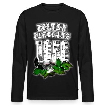 Best Vintage: 1956, Year of Birth, Wine, Wine Glass - Men's Premium Organic Long Sleeve Shirt - black - Front - Nico (187cm)