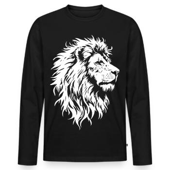 Majestätischer Löwenkopf im Schwarz-Weiß-Stil - Männer Premium Bio Langarmshirt - Schwarz - Vorne - Nico (187cm)
