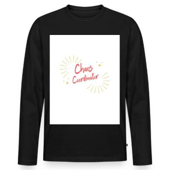 Coordonnateur du Chaos Commun - T-shirt manches longues Premium bio Homme - noir - Devant - Nico (187cm)