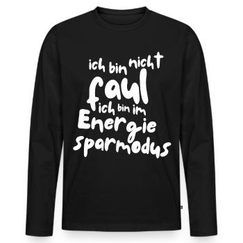 Ich bin nicht faul - Männer Premium Bio Langarmshirt - Schwarz - Vorne - Nico (187cm)