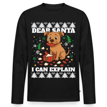 Ugly Christmas Staffordshire Terrier - Men's Premium Organic Long Sleeve Shirt - black - Front - Nico (187cm)