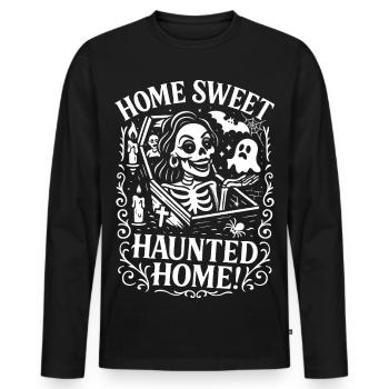 Home Sweet Haunted Home - Männer Premium Bio Langarmshirt - Schwarz - Vorne - Nico (187cm)