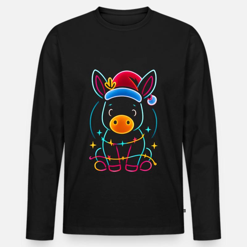 Donkey Elf Christmas Funny Gift - Men's Premium Organic Long Sleeve Shirt - black