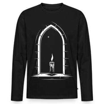 Bougie imbolc à la fenêtre - T-shirt manches longues Premium bio Homme - noir - Devant - Nico (187cm)