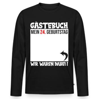 Gästebuch 24. Geburtstag - Männer Premium Bio Langarmshirt - Schwarz - Vorne - Nico (187cm)