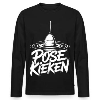 Fischen Pose Humor - Männer Premium Bio Langarmshirt - Schwarz - Vorne - Nico (187cm)