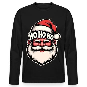 Dessin animé vintage de Noël Santa Ho - T-shirt manches longues Premium bio Homme - noir - Devant - Nico (187cm)