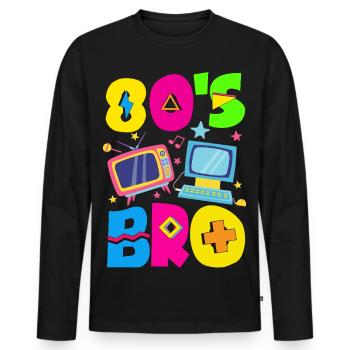 Retour rétro au design vintage des années 80 - T-shirt manches longues Premium bio Homme - noir - Devant - Nico (187cm)