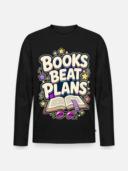 BOOKS BEAT PLANS Nickerchen - Männer Premium Bio Langarmshirt - Schwarz
