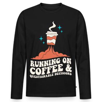 Kaffee für fragwürdige Entscheidungen - Männer Premium Bio Langarmshirt - Schwarz - Vorne - Nico (187cm)