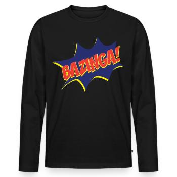 Tee shirt Homme Bazinga Comic - T-shirt manches longues Premium bio Homme - noir - Devant - Nico (187cm)