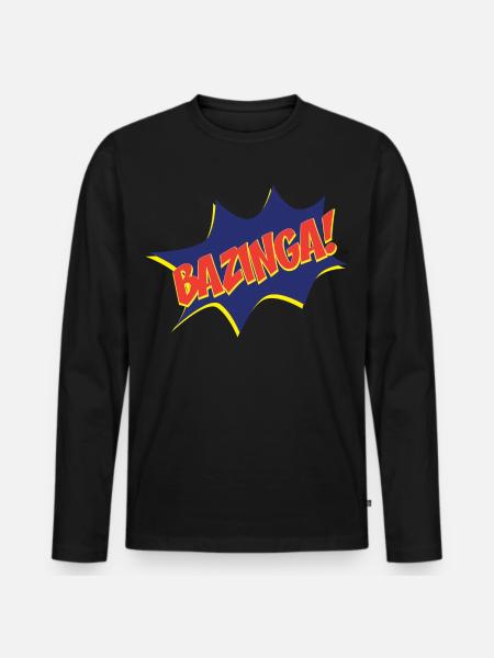 Frauen T-Shirt Bazinga Comic - Männer Premium Bio Langarmshirt - Schwarz