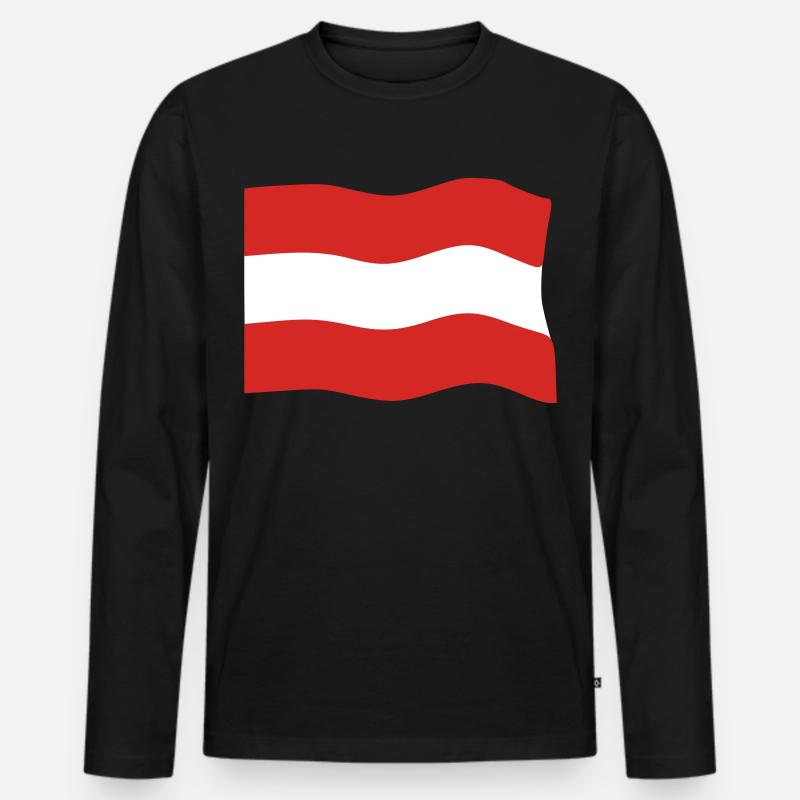 Flagge Österreich - Männer Premium Bio Langarmshirt - Schwarz
