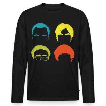 The Big Bang Theory Pop Art Têtes Geek - T-shirt manches longues Premium bio Homme - noir - Devant - Nico (187cm)