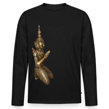 Buddha, Shiva, Ganesha, Thailand - Männer Premium Bio Langarmshirt - Schwarz - Vorne - Nico (187cm)