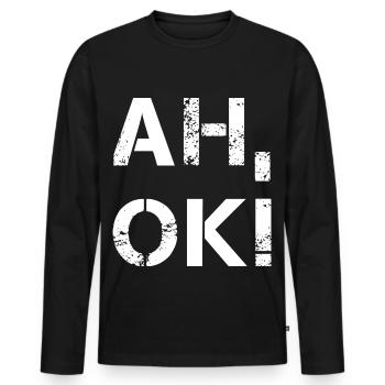 AH OK - Männer Premium Bio Langarmshirt - Schwarz - Vorne - Nico (187cm)