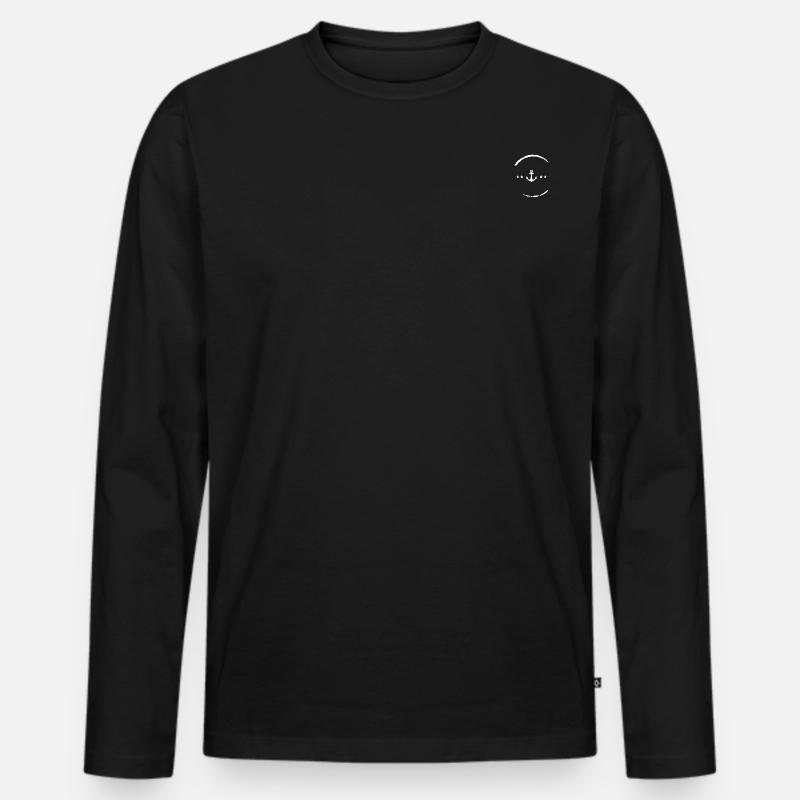 Anker im Kreis - Männer Premium Bio Langarmshirt - Schwarz
