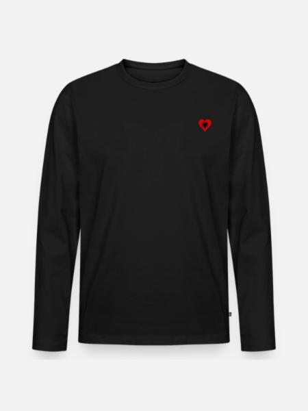 Albania Flag Heart Long - Men's Premium Organic Long Sleeve Shirt - black