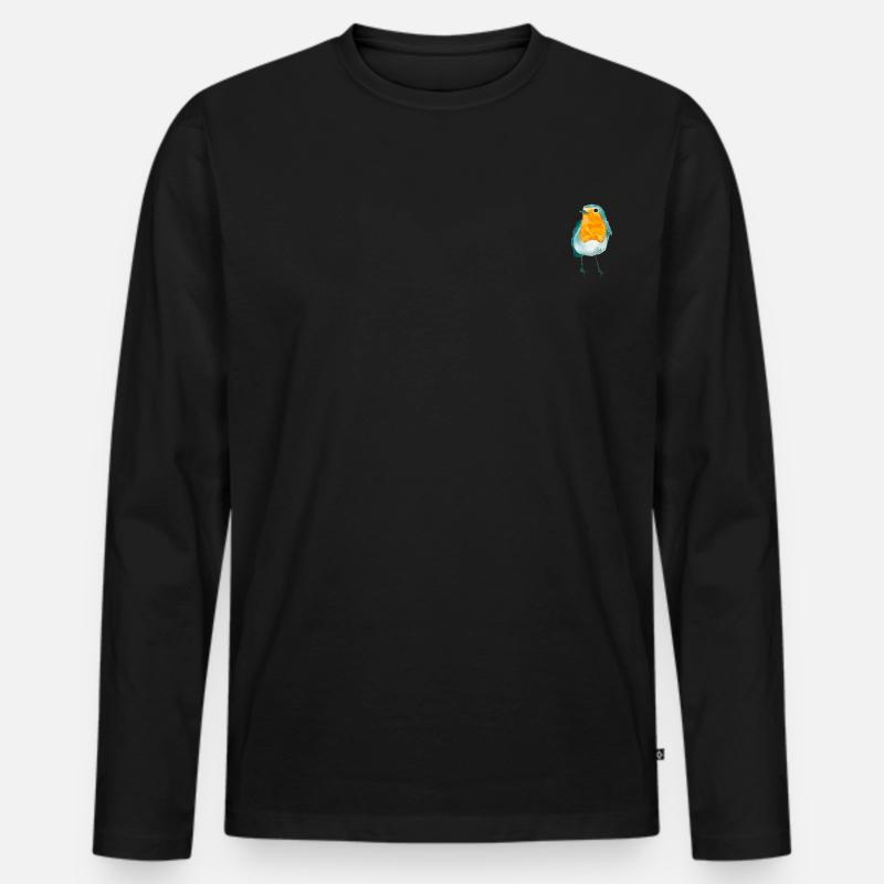Rotkehlchen Aquarell - Männer Premium Bio Langarmshirt - Schwarz