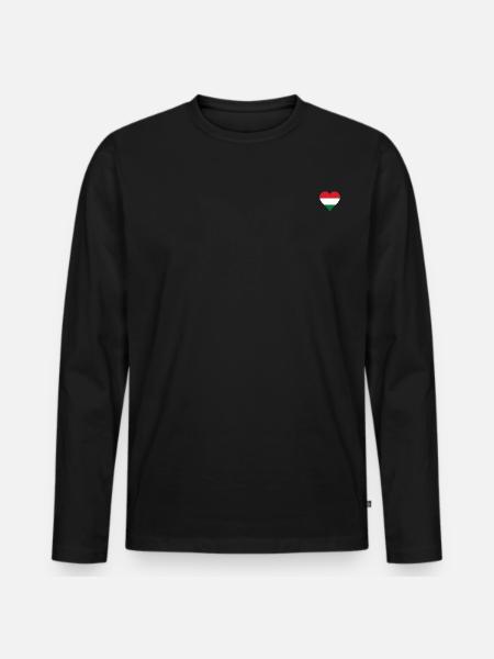 Ungarn Flagge Herz - Männer Premium Bio Langarmshirt - Schwarz