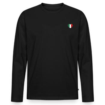 Italien Flagge Herz breit - Männer Premium Bio Langarmshirt - Schwarz - Vorne - Nico (187cm)