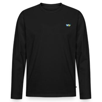 Ecosse Suède Drapeau Large Coeur - T-shirt manches longues Premium bio Homme - noir - Devant - Nico (187cm)