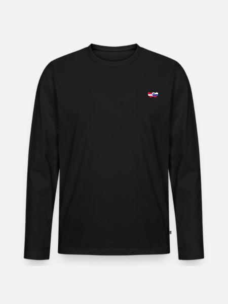 Austria Slovenia Flag Heart - Men's Premium Organic Long Sleeve Shirt - black
