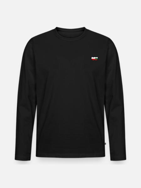 Poland Bulgaria Flag Heart - Men's Premium Organic Long Sleeve Shirt - black